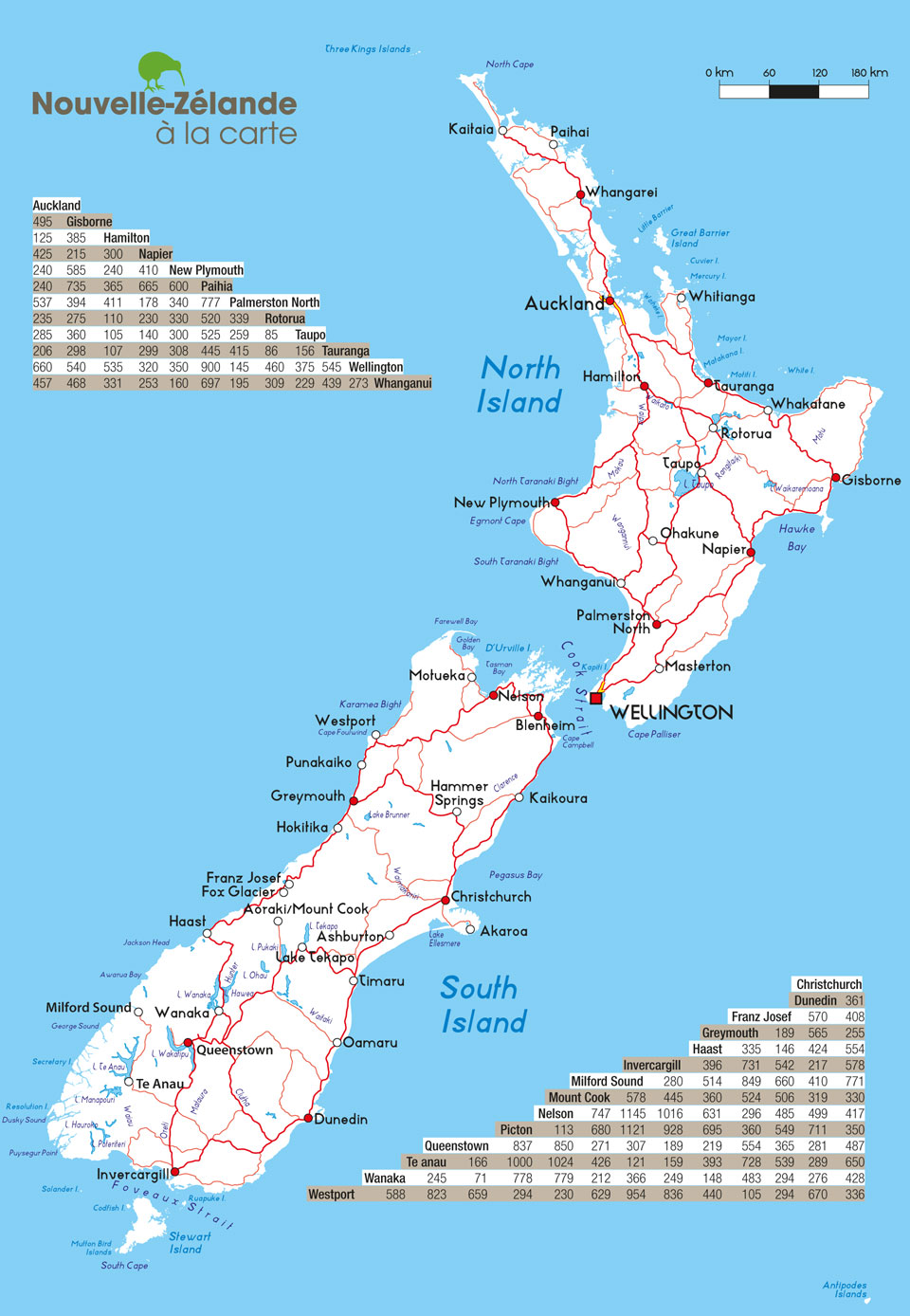 Carte de la Nouvelle-Zélande Carte de la Nouvelle-Zélande
